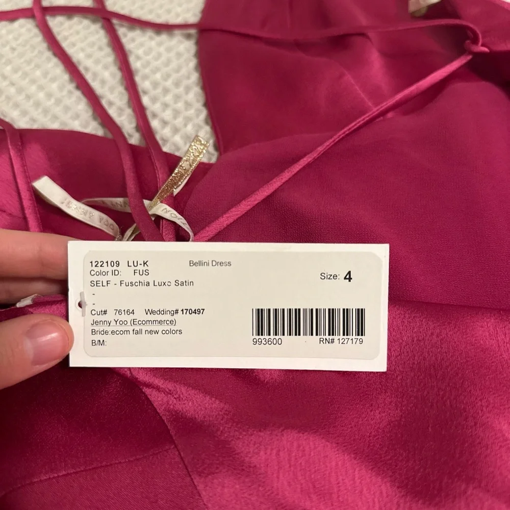 Jenny Yoo NWT Bellini Slip Fuchsia Pink Dress Small Satin - Picture 5 of 10